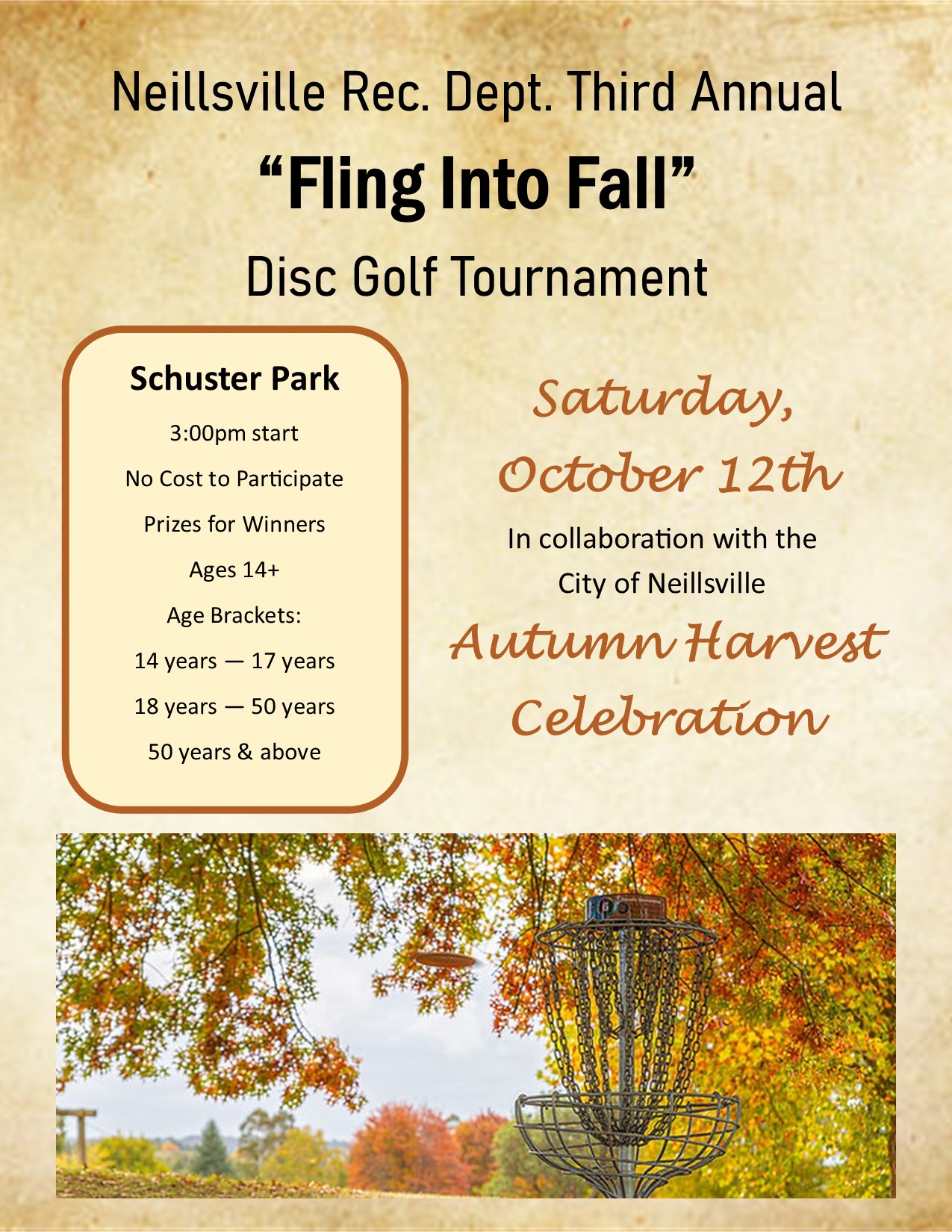 Disc Golf Tournament Autumn Harvest City of Neillsville, Clark